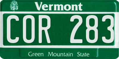 VT license plate COR283