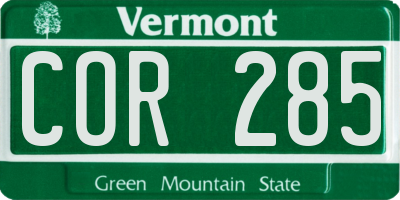 VT license plate COR285