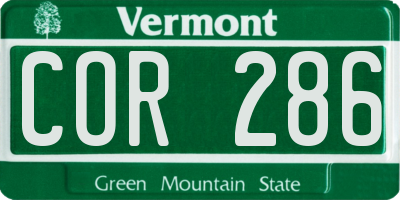 VT license plate COR286