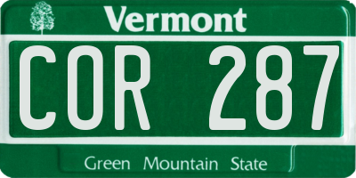 VT license plate COR287