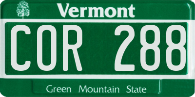 VT license plate COR288