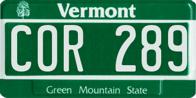VT license plate COR289