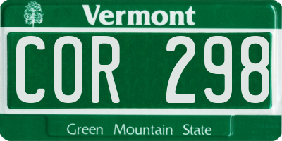 VT license plate COR298