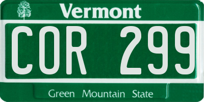 VT license plate COR299