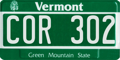 VT license plate COR302