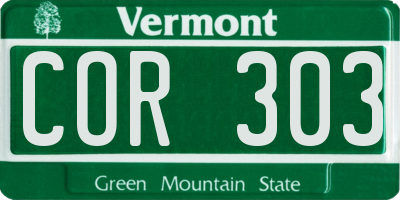 VT license plate COR303