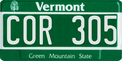 VT license plate COR305