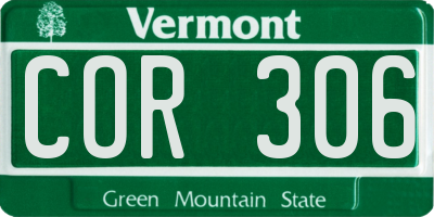 VT license plate COR306