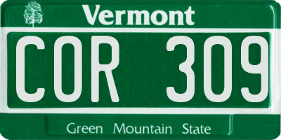 VT license plate COR309