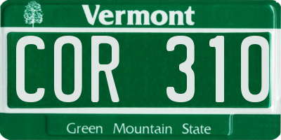 VT license plate COR310