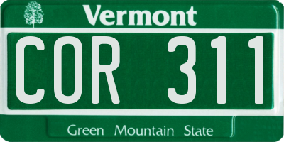 VT license plate COR311