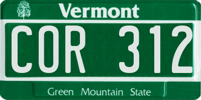 VT license plate COR312