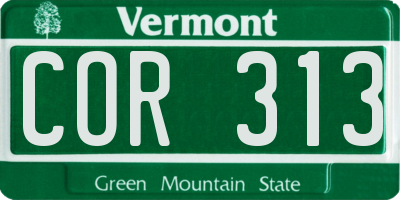 VT license plate COR313
