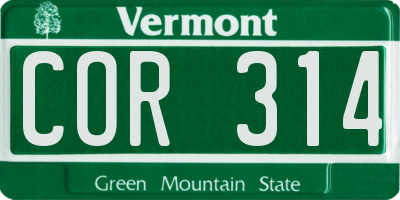 VT license plate COR314