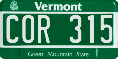VT license plate COR315