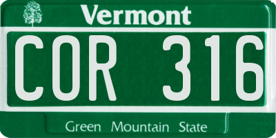 VT license plate COR316