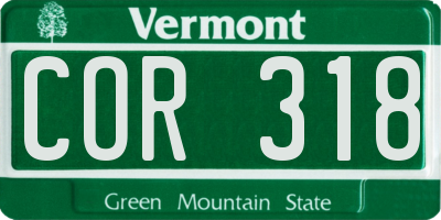VT license plate COR318