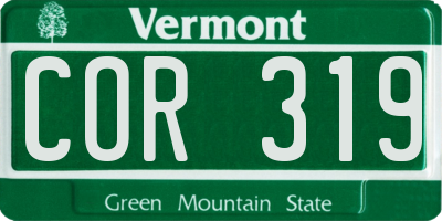 VT license plate COR319