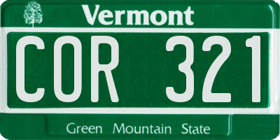 VT license plate COR321