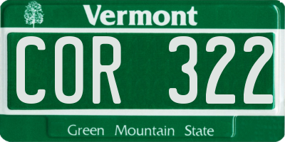 VT license plate COR322