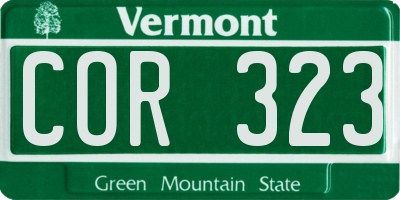 VT license plate COR323