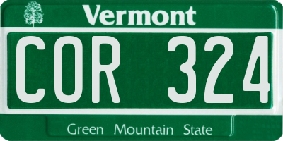 VT license plate COR324