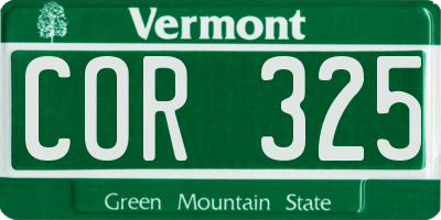 VT license plate COR325