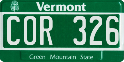 VT license plate COR326