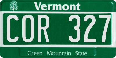 VT license plate COR327