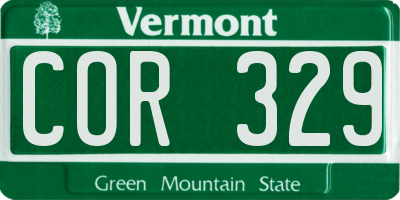 VT license plate COR329