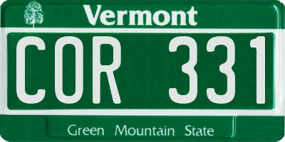 VT license plate COR331
