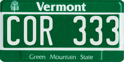 VT license plate COR333
