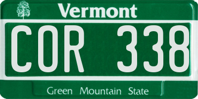 VT license plate COR338