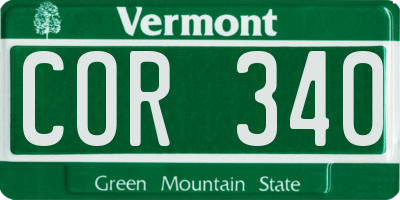 VT license plate COR340