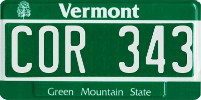 VT license plate COR343