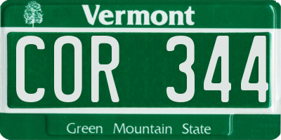 VT license plate COR344