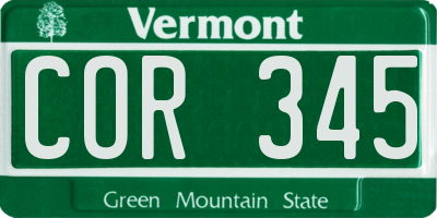 VT license plate COR345