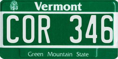 VT license plate COR346