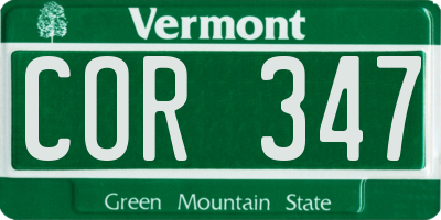 VT license plate COR347