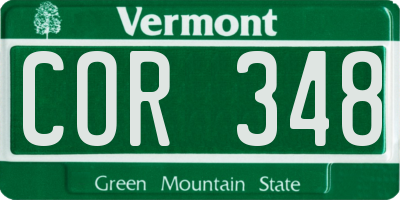 VT license plate COR348