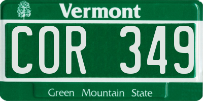 VT license plate COR349