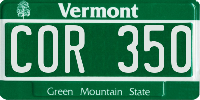VT license plate COR350