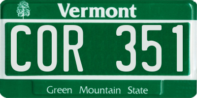 VT license plate COR351
