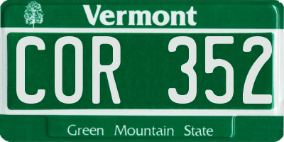 VT license plate COR352