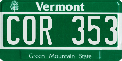 VT license plate COR353