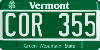 VT license plate COR355