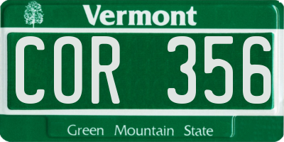 VT license plate COR356