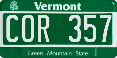 VT license plate COR357