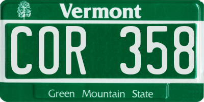 VT license plate COR358