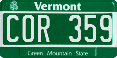 VT license plate COR359
